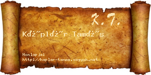 Káplár Tamás névjegykártya